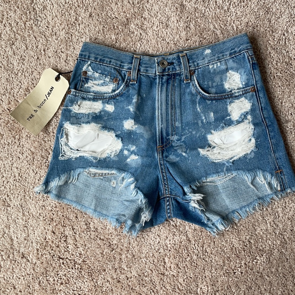 Rag & Bone High Rise Distressed Shorts